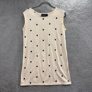 Minkpink Women's Medium Tank Top Tunic Length Embroidered Polka Dot Casual